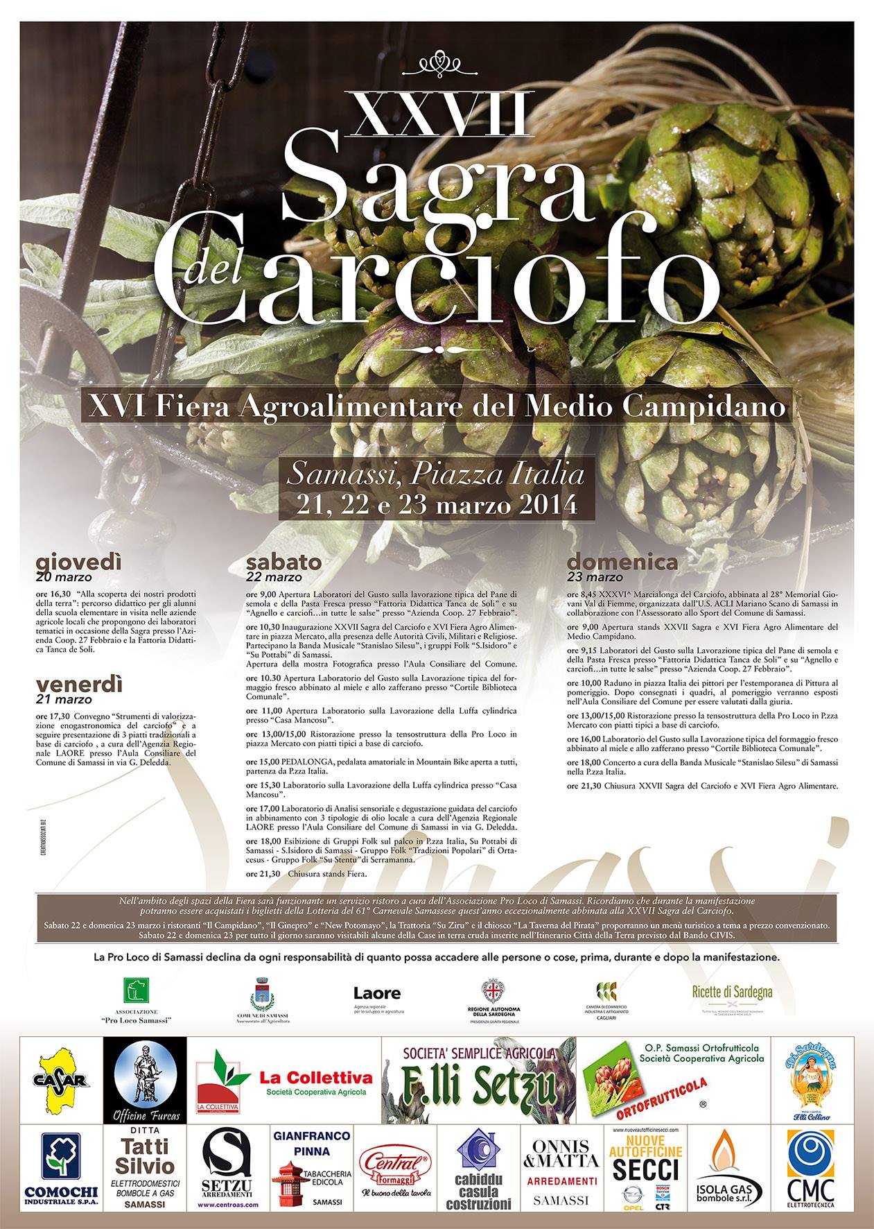 Sagra del carciofo 21 22 23 marzo 2014 a Samassi Sardegna