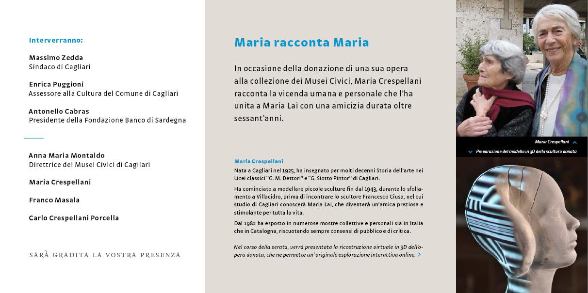Maria Crespellani racconta Maria Lai Musei Civici di Cagliari Palazzo di Città Piazza Palazzo Giovedì 9 ottobre 2014