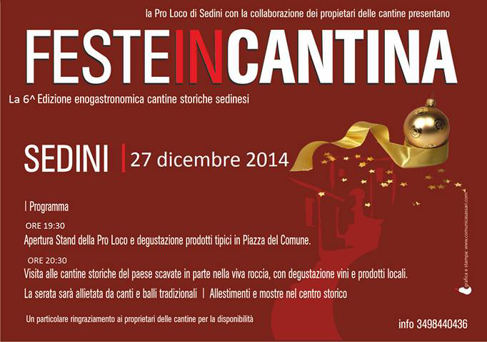 Feste in Cantina Sedini 27 dicembre 2014 - programma