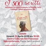 Ozieri 22 aprile 2016 presso il Centro Culturale San Francesco presentazione del libro I 300 scritti nuova fatica letteraria di Bruno Lombardi.