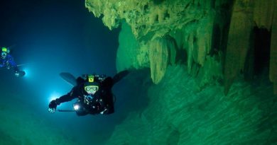Esplorazioni nelle grotte sommerse della Sardegna. E' in Sardegna la grotta più estesa d'Italia. Il sistema di Su Palu – Monte Longos – Su Molente – Bue Marino raggiunge i 70 Chilometri circa di sviluppo.