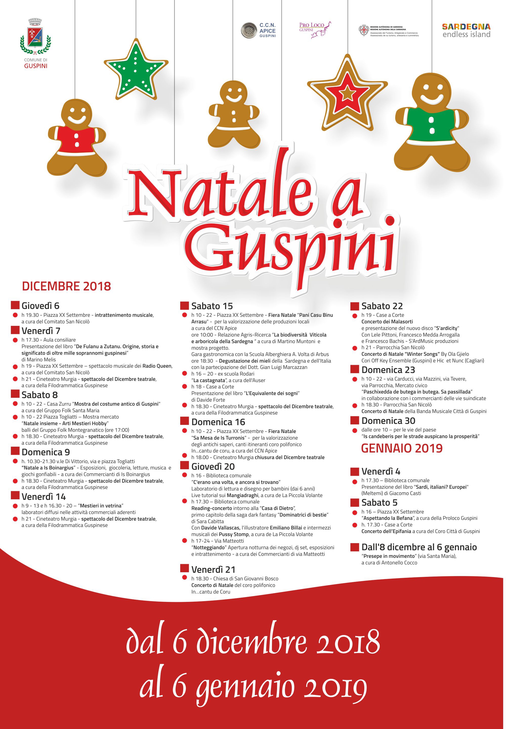 Natale a Guspini 2018. Un dicembre ricco di eventi.
